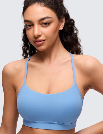 Butterluxe Y Back Sports Bras | Light Support, Removable Pads, Yoga, Extremely Soft, Scoop Neck, Spaghetti Strap, for Women