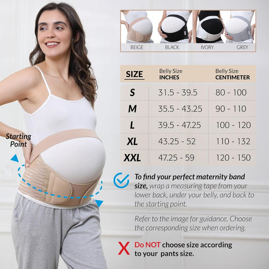 Pregnancy Belly Band, Maternity Belt, for Pregnancy Belly Support, Back/Pelvic Support (Size L, Black Color)