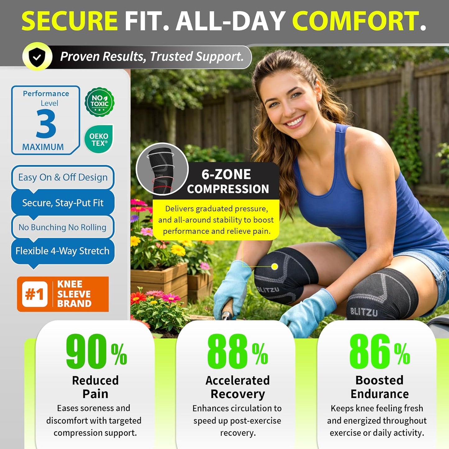 Knee Brace for Meniscus Tear 2 Pack, Knee Compression Sleeve for Men and Women, Knee Support for Arthritis, Swelling, Inflammation, ACL, Pain Relief, Running, Workout, Sports and Recovery Black L