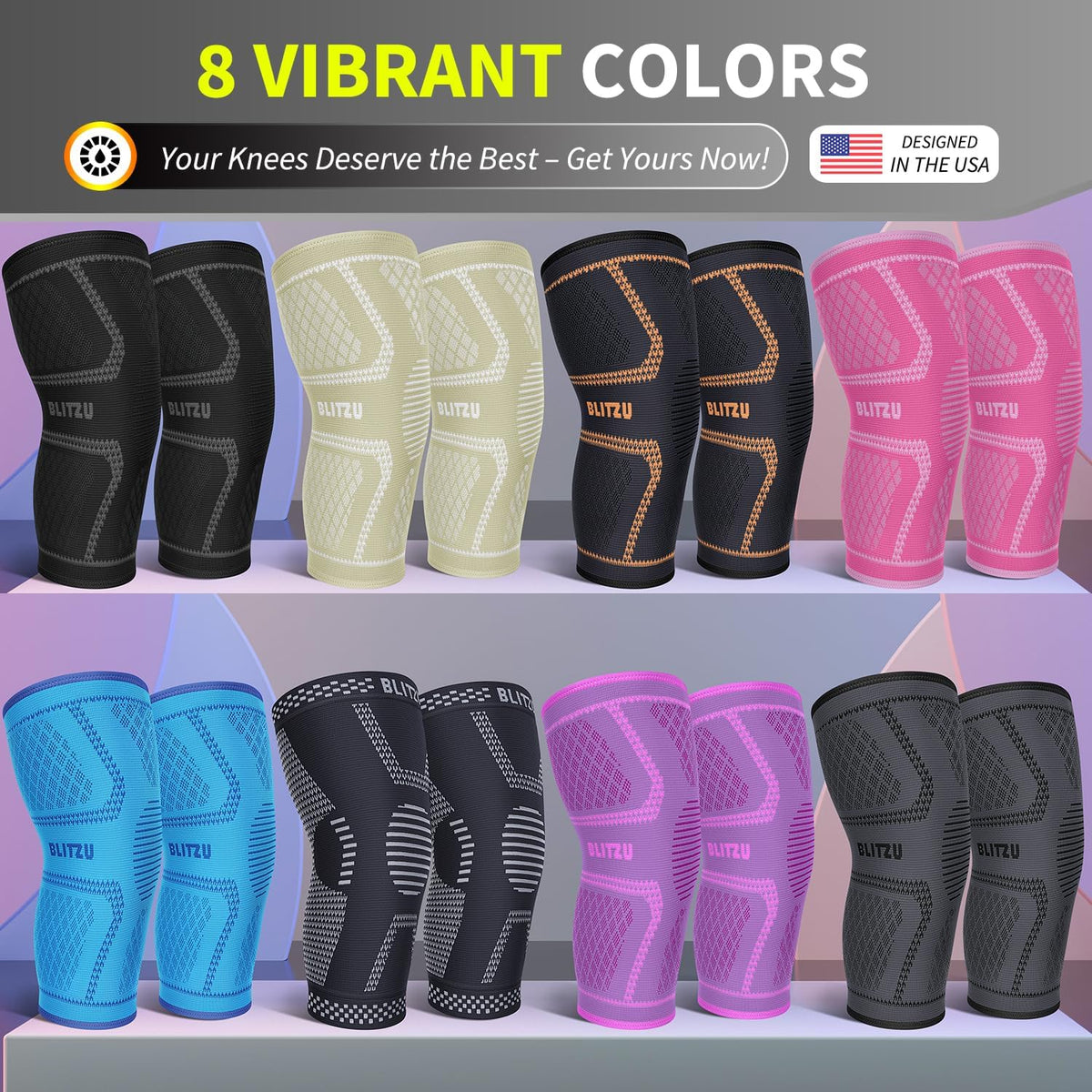 Knee Brace for Meniscus Tear 2 Pack, Knee Compression Sleeve for Men and Women, Knee Support for Arthritis, Swelling, Inflammation, ACL, Pain Relief, Running, Workout, Sports and Recovery Black L