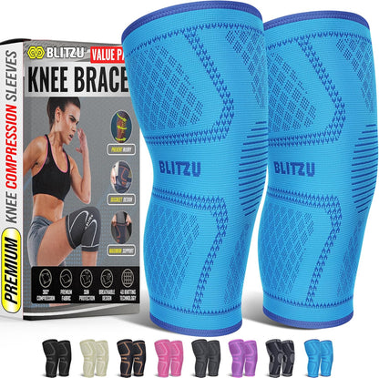 Knee Brace for Meniscus Tear 2 Pack, Knee Compression Sleeve for Men and Women, Knee Support for Arthritis, Swelling, Inflammation, ACL, Pain Relief, Running, Workout, Sports and Recovery Black L