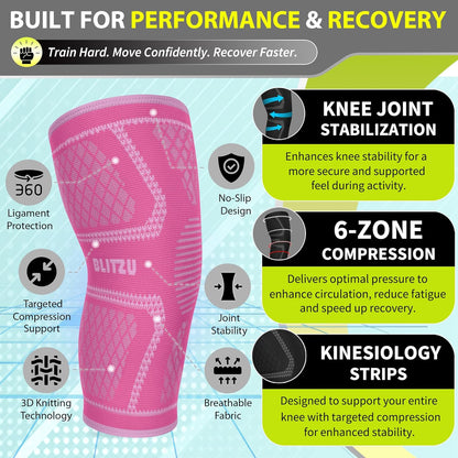 Knee Brace for Meniscus Tear 2 Pack, Knee Compression Sleeve for Men and Women, Knee Support for Arthritis, Swelling, Inflammation, ACL, Pain Relief, Running, Workout, Sports and Recovery Black L