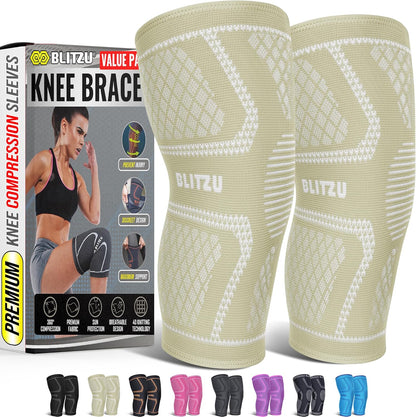 Knee Brace for Meniscus Tear 2 Pack, Knee Compression Sleeve for Men and Women, Knee Support for Arthritis, Swelling, Inflammation, ACL, Pain Relief, Running, Workout, Sports and Recovery Black L