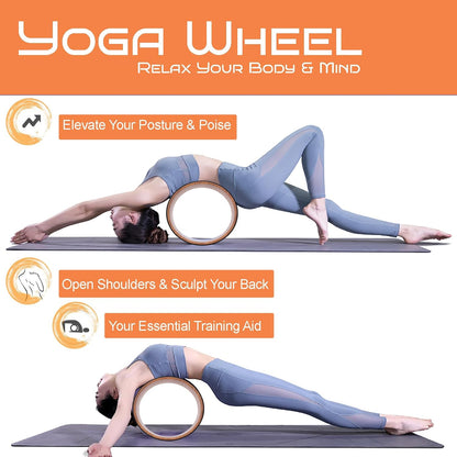 High Density PU Rubber Yoga Wheel for Stretching and Flexibility to Help Back Aches and Tension, Tear, Flexible Roller Designed, Extend Premium Back Roller