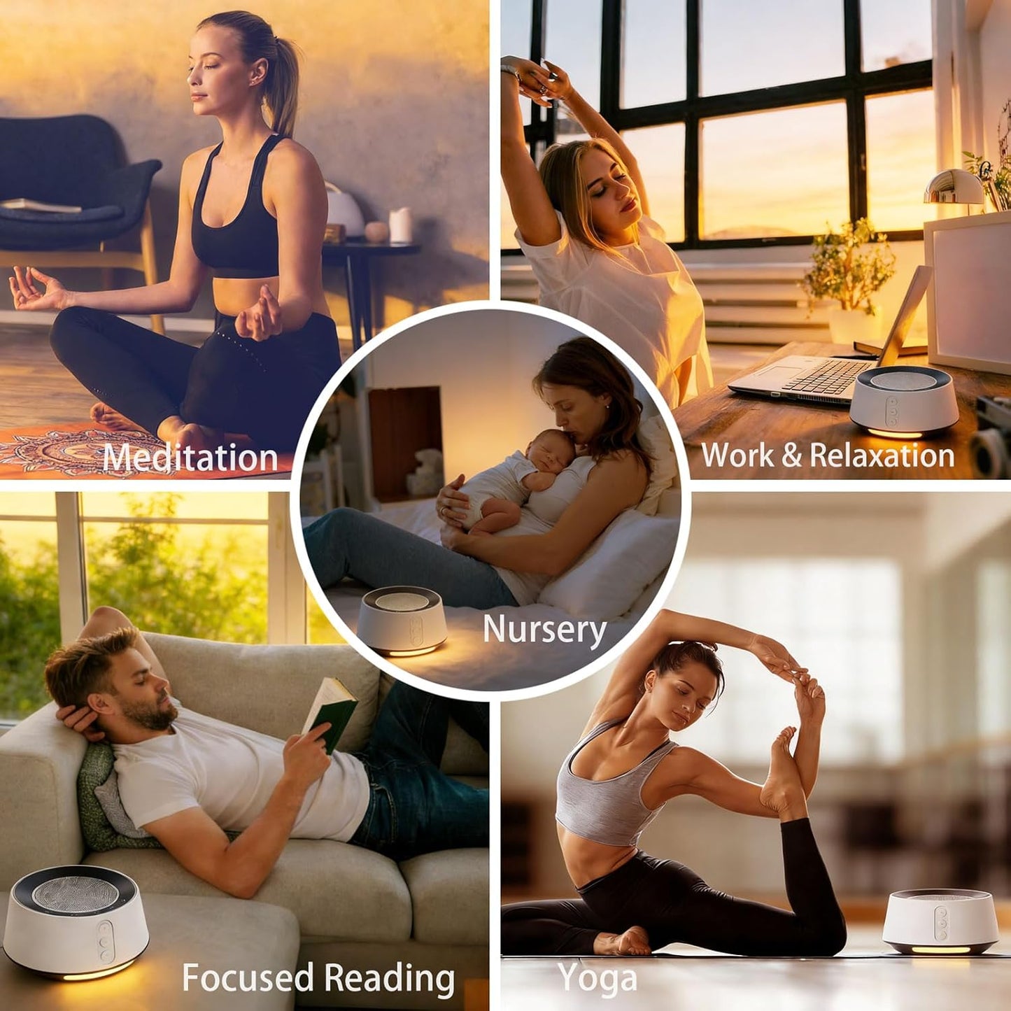 White Noise Sound Machine with 20 Soothing Sounds, 10 Colors Night Light Sleep Machines Home Office Travel, 5 Timers and Memory Feature Sound Machine for Nursery Baby Kids Adults (White)