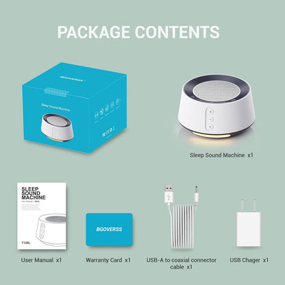 White Noise Sound Machine with 20 Soothing Sounds, 10 Colors Night Light Sleep Machines Home Office Travel, 5 Timers and Memory Feature Sound Machine for Nursery Baby Kids Adults (White)