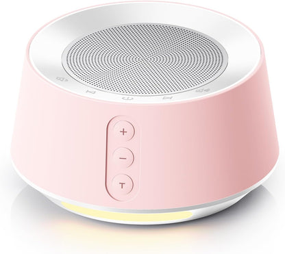 White Noise Sound Machine with 20 Soothing Sounds, 10 Colors Night Light Sleep Machines Home Office Travel, 5 Timers and Memory Feature Sound Machine for Nursery Baby Kids Adults (White)