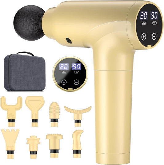 Massage Gun Deep Tissue, Muscle Massage Gun with 9 Attachment Heads 20 Speeds & Silent Brushless Motor for Pain Relief, Handheld Percussion Back Massager Gun, Ideal Gift for Mom/Dad(Black)