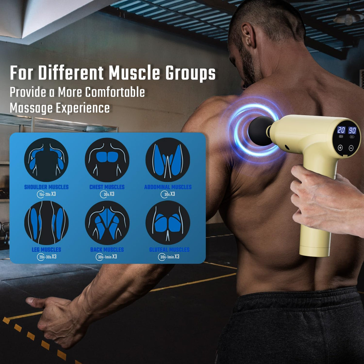 Massage Gun Deep Tissue, Muscle Massage Gun with 9 Attachment Heads 20 Speeds & Silent Brushless Motor for Pain Relief, Handheld Percussion Back Massager Gun, Ideal Gift for Mom/Dad(Black)