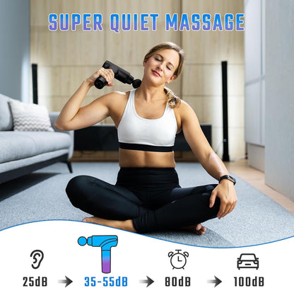 Massage Gun Deep Tissue, Muscle Massage Gun with 9 Attachment Heads 20 Speeds & Silent Brushless Motor for Pain Relief, Handheld Percussion Back Massager Gun, Ideal Gift for Mom/Dad(Black)