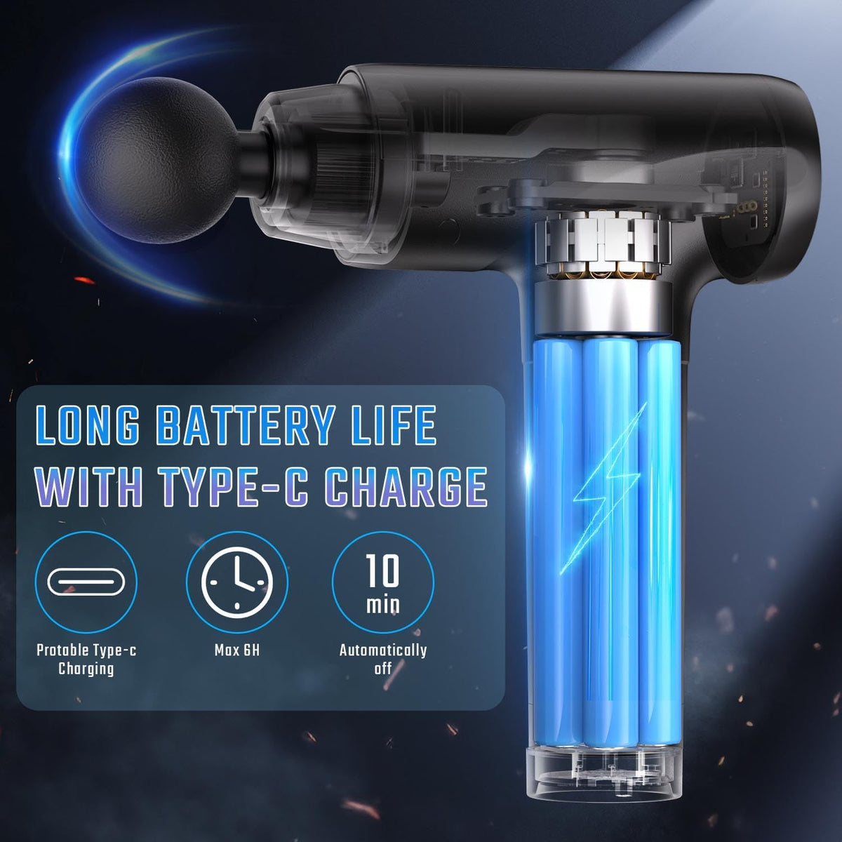 Massage Gun Deep Tissue, Muscle Massage Gun with 9 Attachment Heads 20 Speeds & Silent Brushless Motor for Pain Relief, Handheld Percussion Back Massager Gun, Ideal Gift for Mom/Dad(Black)