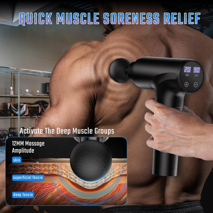 Massage Gun Deep Tissue, Muscle Massage Gun with 9 Attachment Heads 20 Speeds & Silent Brushless Motor for Pain Relief, Handheld Percussion Back Massager Gun, Ideal Gift for Mom/Dad(Black)