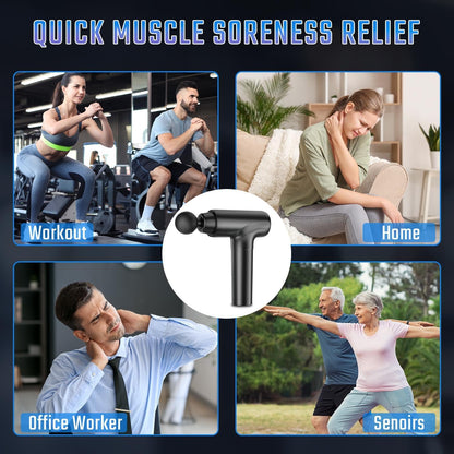 Massage Gun Deep Tissue, Muscle Massage Gun with 9 Attachment Heads 20 Speeds & Silent Brushless Motor for Pain Relief, Handheld Percussion Back Massager Gun, Ideal Gift for Mom/Dad(Black)