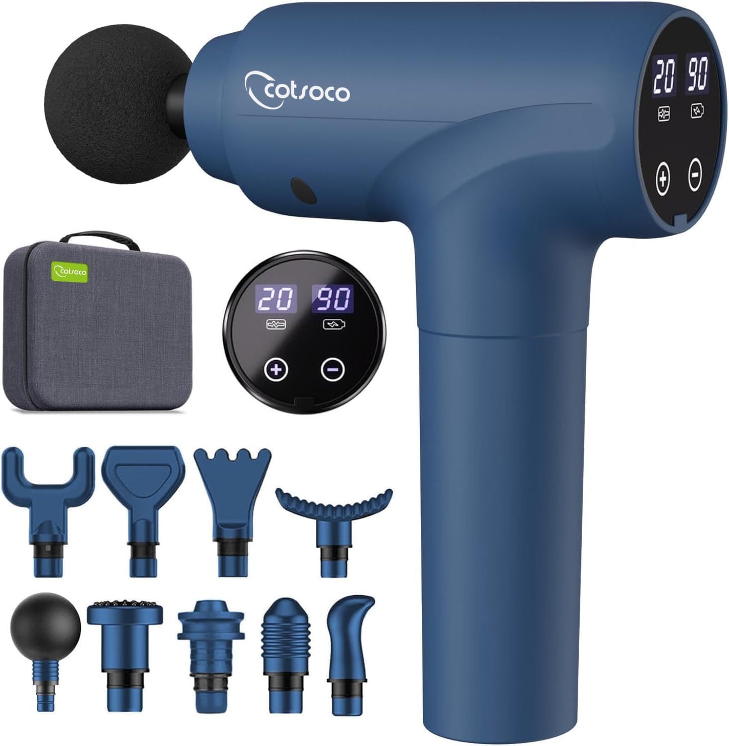 Massage Gun Deep Tissue, Muscle Massage Gun with 9 Attachment Heads 20 Speeds & Silent Brushless Motor for Pain Relief, Handheld Percussion Back Massager Gun, Ideal Gift for Mom/Dad(Black)