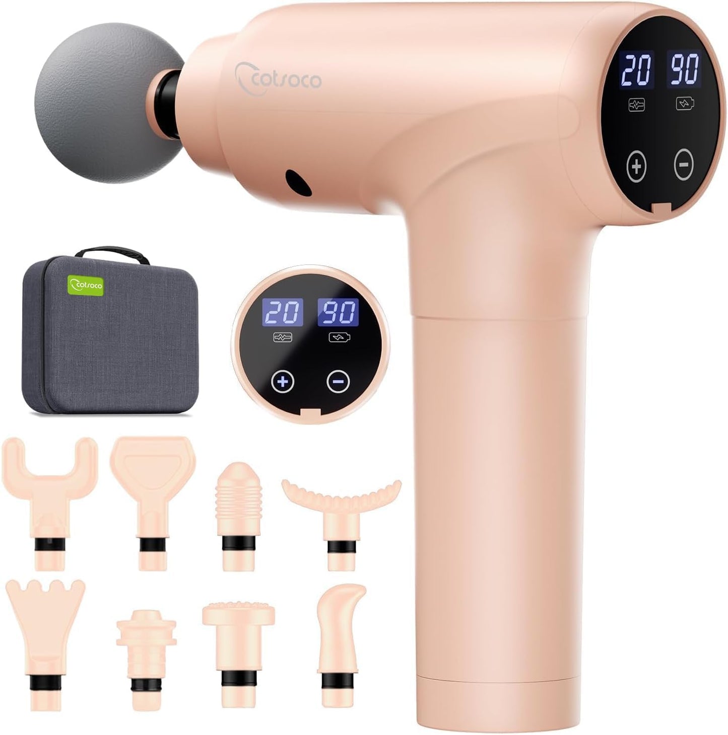 Massage Gun Deep Tissue, Muscle Massage Gun with 9 Attachment Heads 20 Speeds & Silent Brushless Motor for Pain Relief, Handheld Percussion Back Massager Gun, Ideal Gift for Mom/Dad(Black)