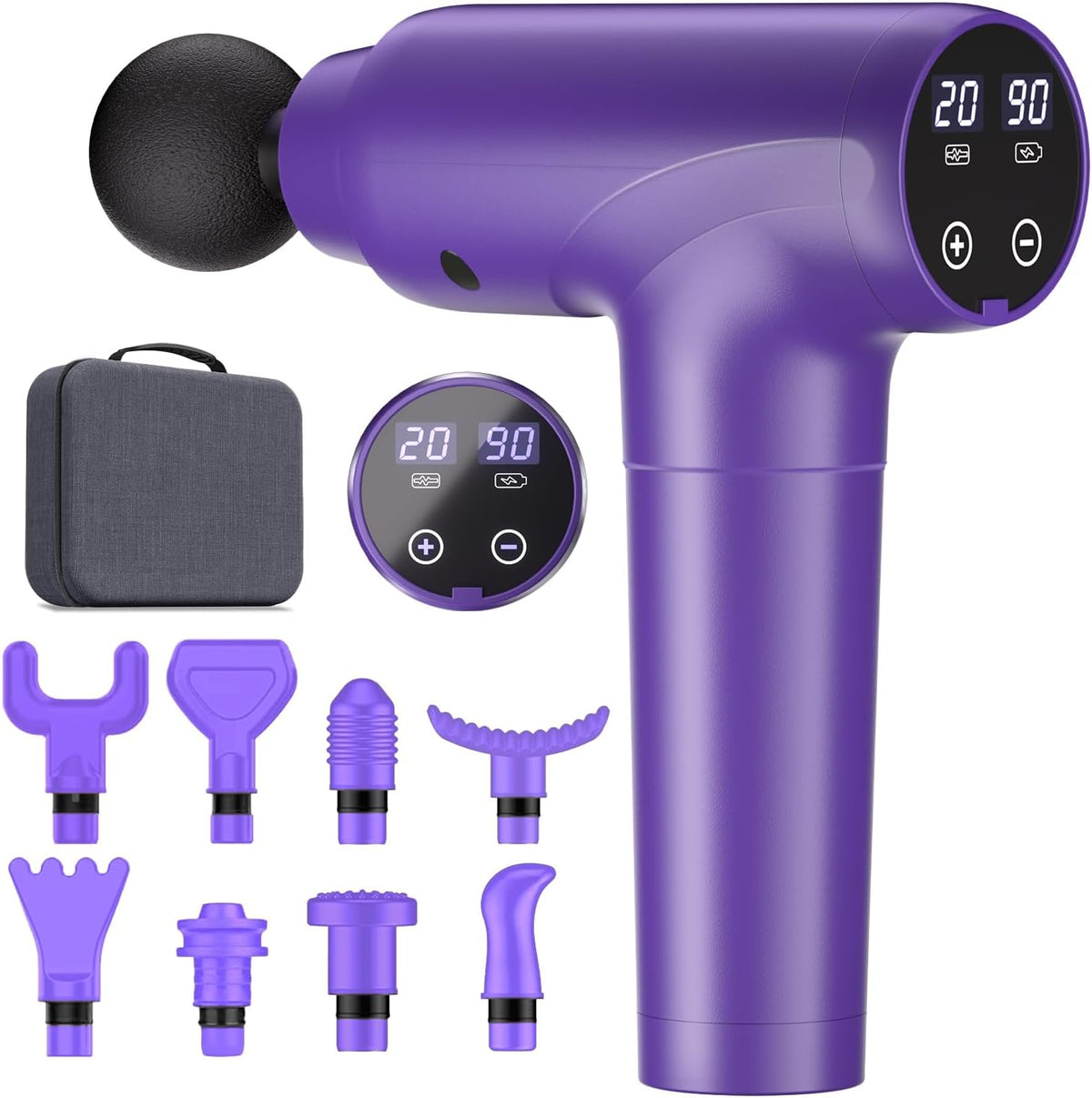 Massage Gun Deep Tissue, Muscle Massage Gun with 9 Attachment Heads 20 Speeds & Silent Brushless Motor for Pain Relief, Handheld Percussion Back Massager Gun, Ideal Gift for Mom/Dad(Black)