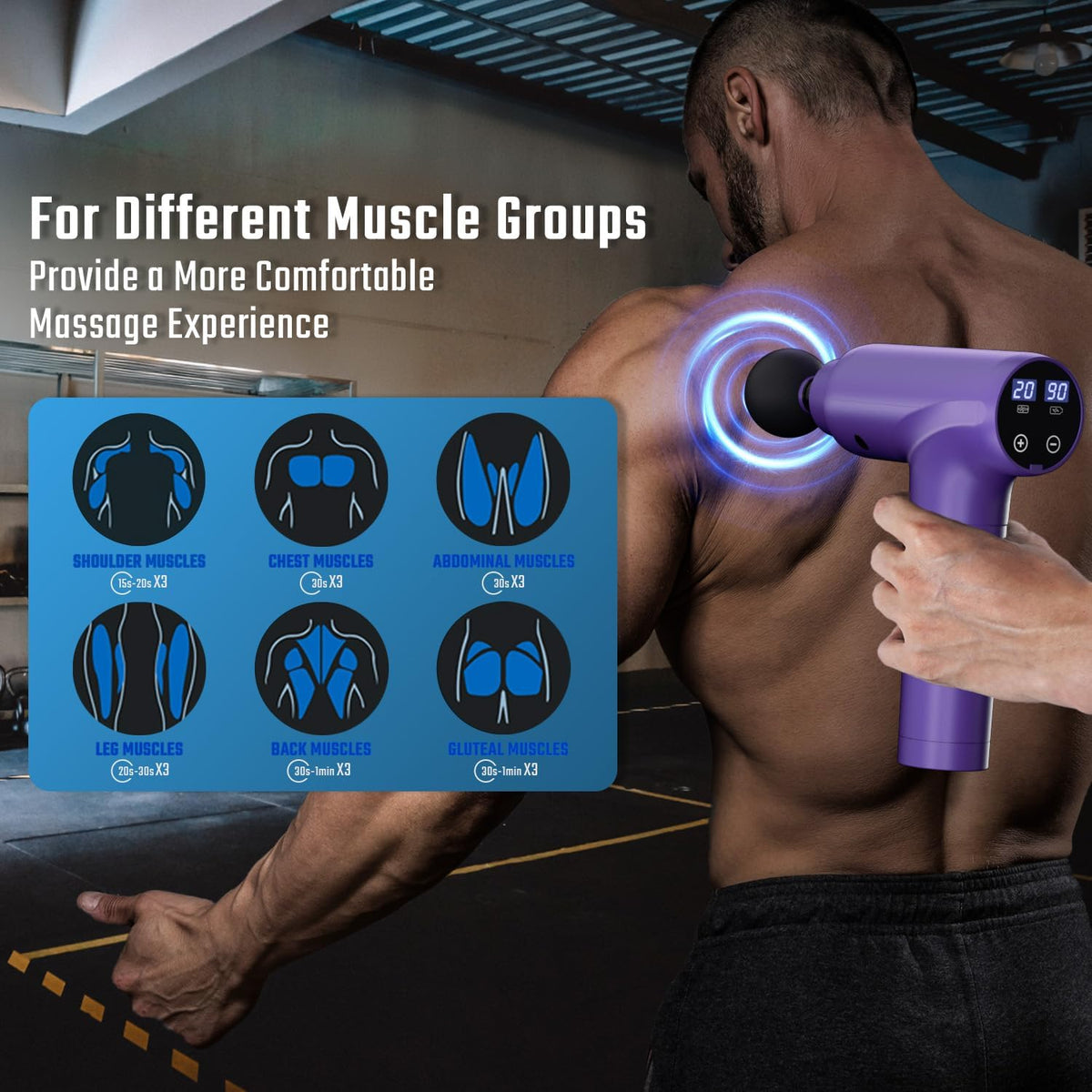 Massage Gun Deep Tissue, Muscle Massage Gun with 9 Attachment Heads 20 Speeds & Silent Brushless Motor for Pain Relief, Handheld Percussion Back Massager Gun, Ideal Gift for Mom/Dad(Black)