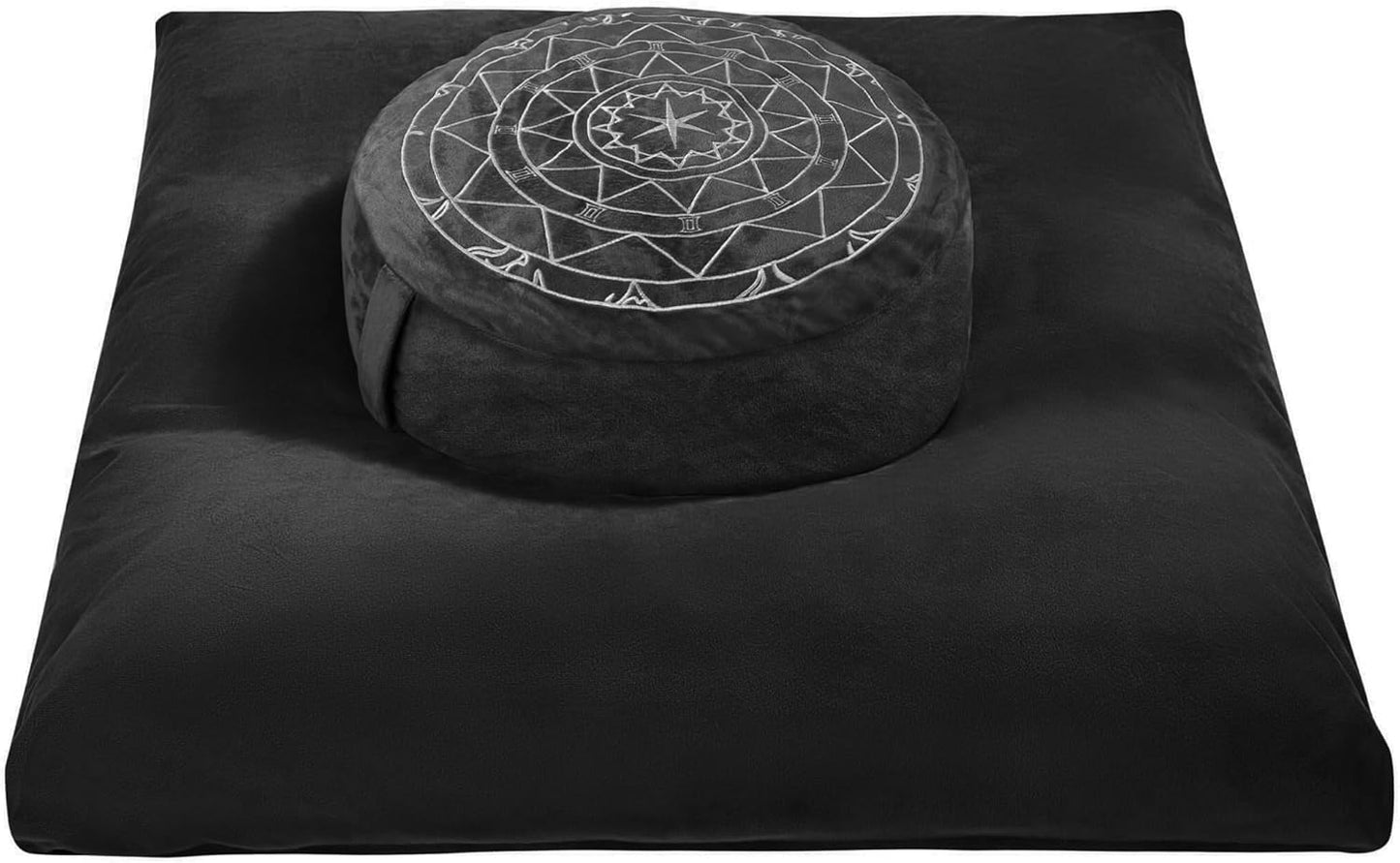 Zafu & Zabuton Meditation Cushion Set - Buckwheat Hull & Memory Foam Pillows, Ergonomic Support for Yoga, Mindfulness - Organic Velvet Cover, Large Size, Purple