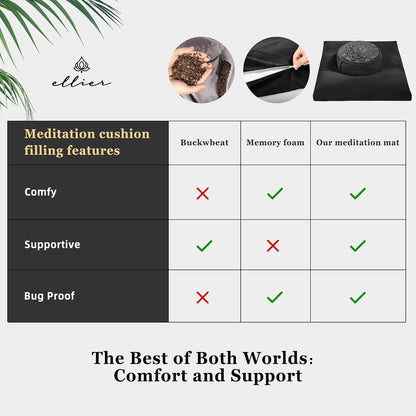 Zafu & Zabuton Meditation Cushion Set - Buckwheat Hull & Memory Foam Pillows, Ergonomic Support for Yoga, Mindfulness - Organic Velvet Cover, Large Size, Purple