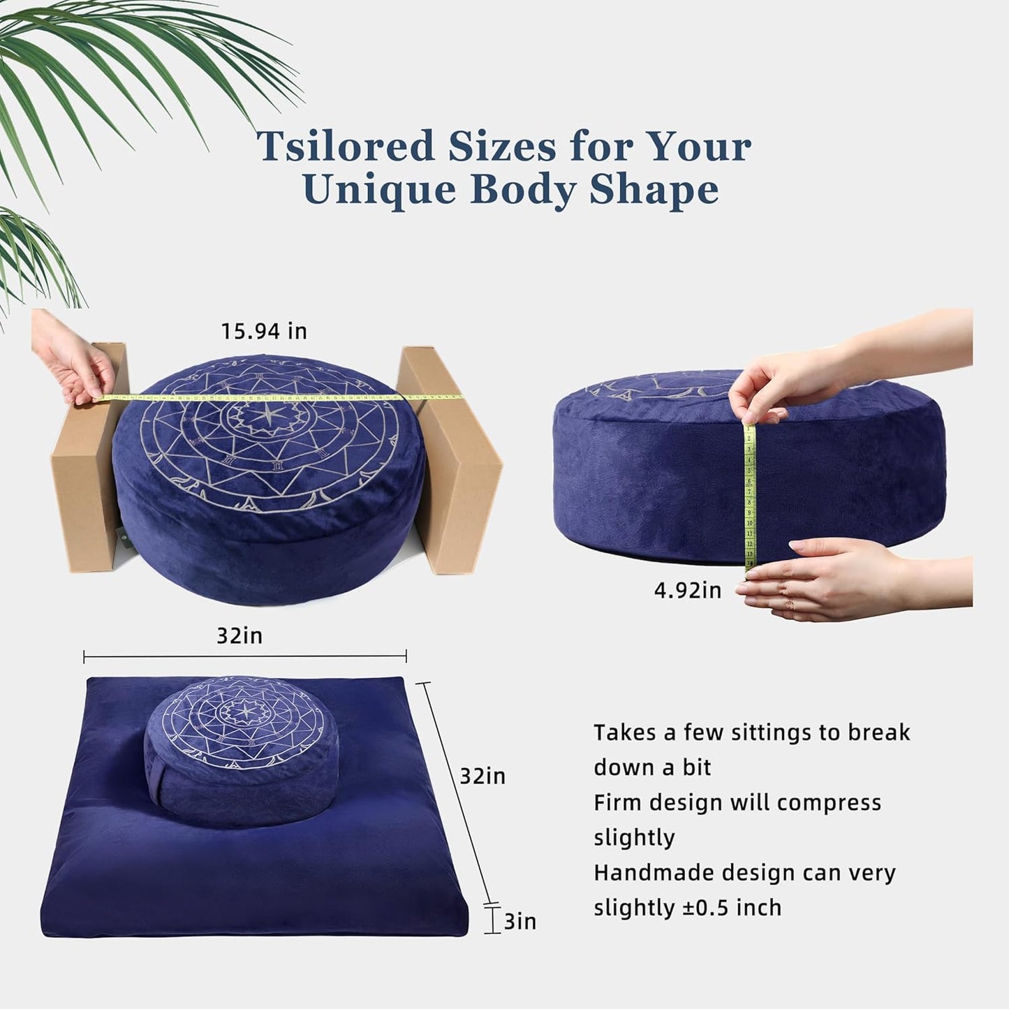 Zafu & Zabuton Meditation Cushion Set - Buckwheat Hull & Memory Foam Pillows, Ergonomic Support for Yoga, Mindfulness - Organic Velvet Cover, Large Size, Purple