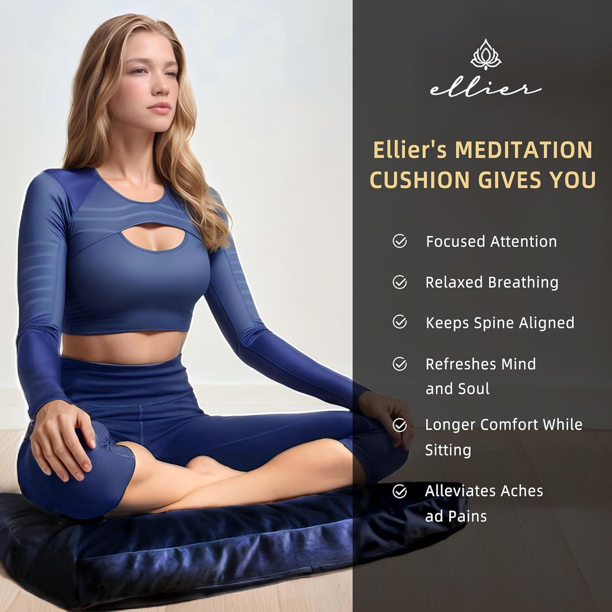 Zafu & Zabuton Meditation Cushion Set - Buckwheat Hull & Memory Foam Pillows, Ergonomic Support for Yoga, Mindfulness - Organic Velvet Cover, Large Size, Purple
