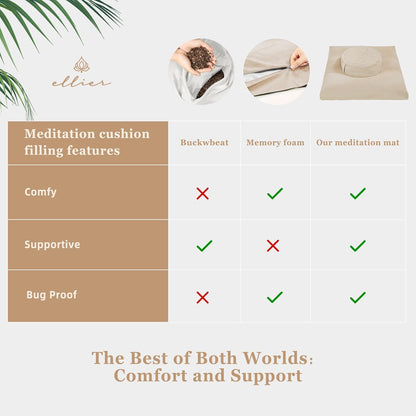 Zafu & Zabuton Meditation Cushion Set - Buckwheat Hull & Memory Foam Pillows, Ergonomic Support for Yoga, Mindfulness - Organic Velvet Cover, Large Size, Purple