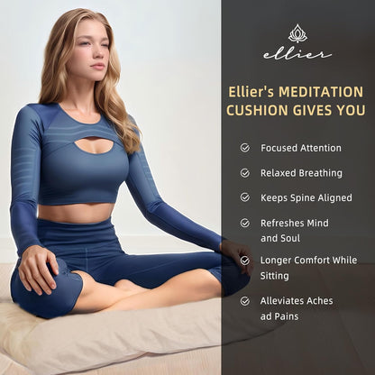 Zafu & Zabuton Meditation Cushion Set - Buckwheat Hull & Memory Foam Pillows, Ergonomic Support for Yoga, Mindfulness - Organic Velvet Cover, Large Size, Purple